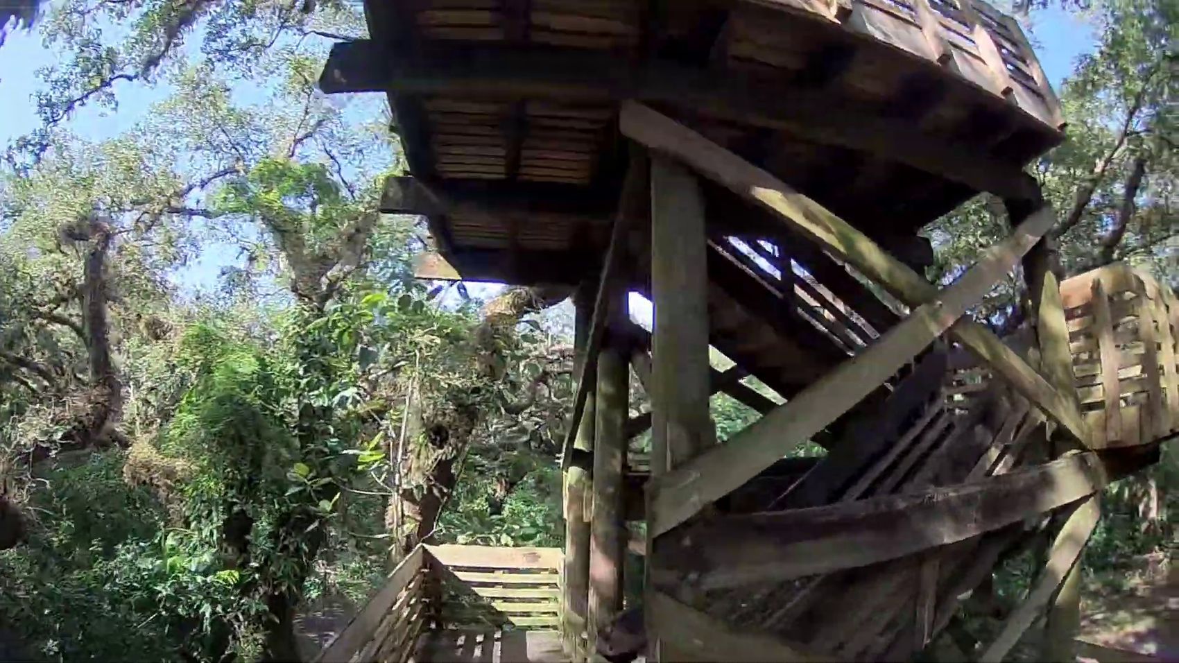 Flying underneath the structure decking